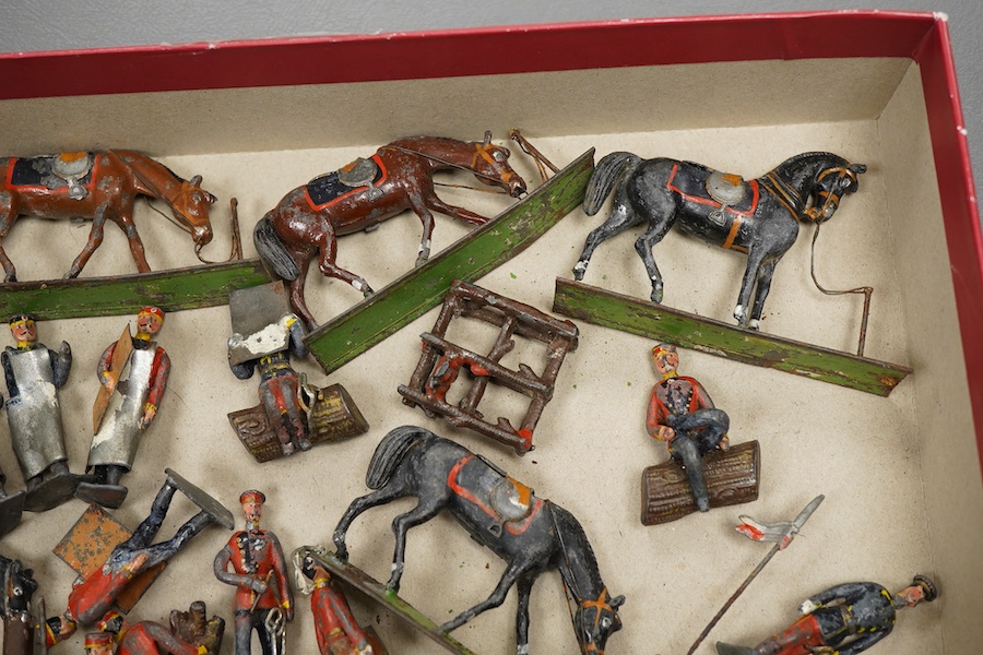 A scarce Heyde Guard Camp, comprising of twenty-two early 20th century 50mm lead soldiers